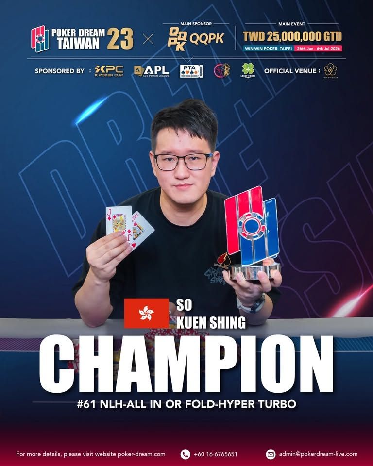 Poker Dream 23 Taiwan, Kuen Shing So