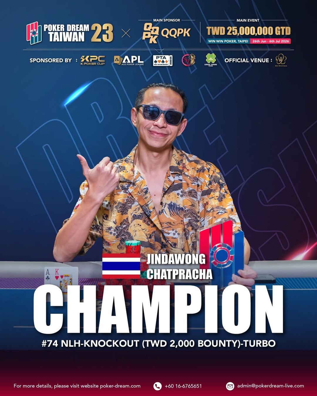 Poker Dream 23 Taiwan, Chatpracha Jindawong