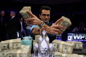 Antonio Esfandiari after winning at the WPT