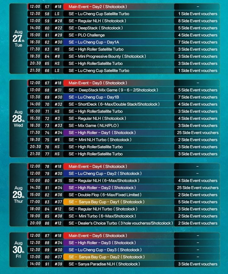 12th CPG Championship Schedule