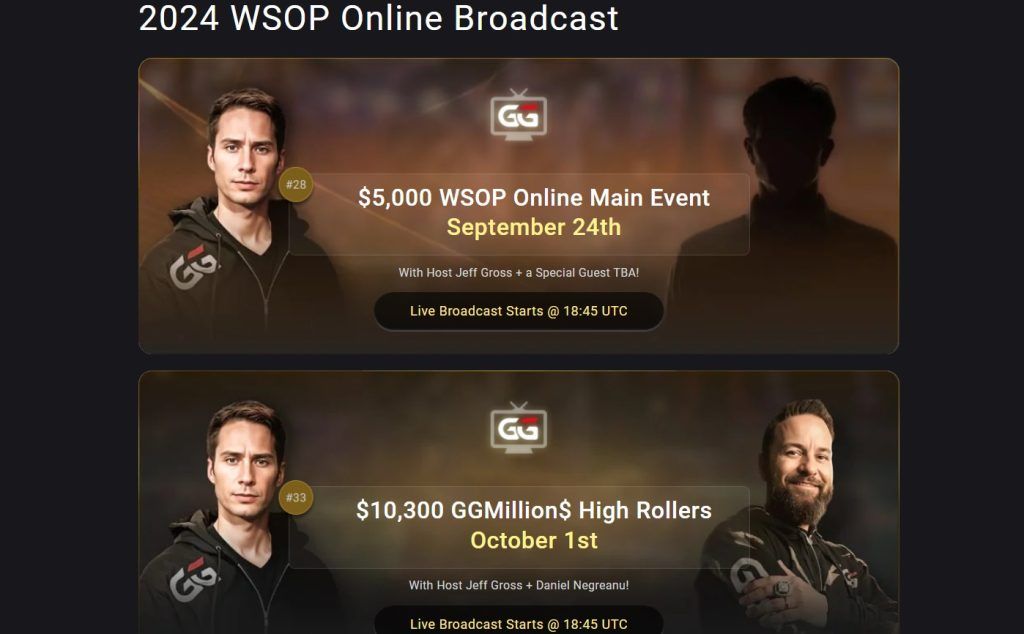 2024 WSOP Online Broadcasts