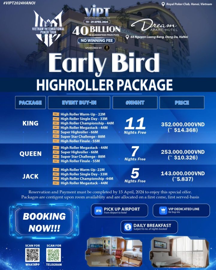 VIPT High Roller Early Bird Package