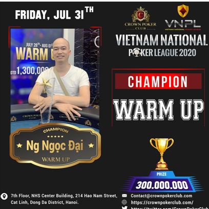 vietnam poker league warmup event winner