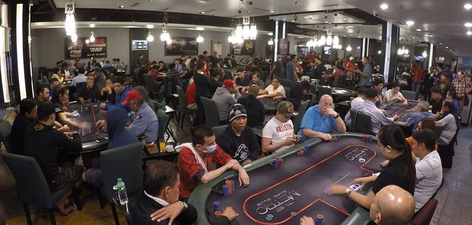 Poker tables at the Metro Card Club