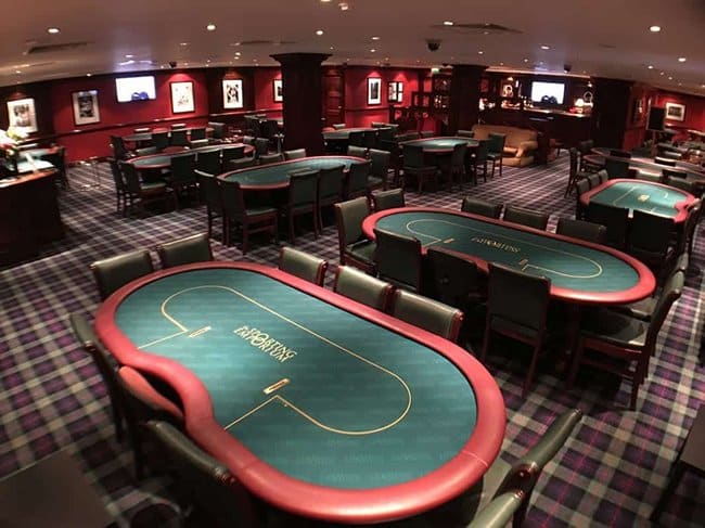 Sporting Emporium poker room with empty tables