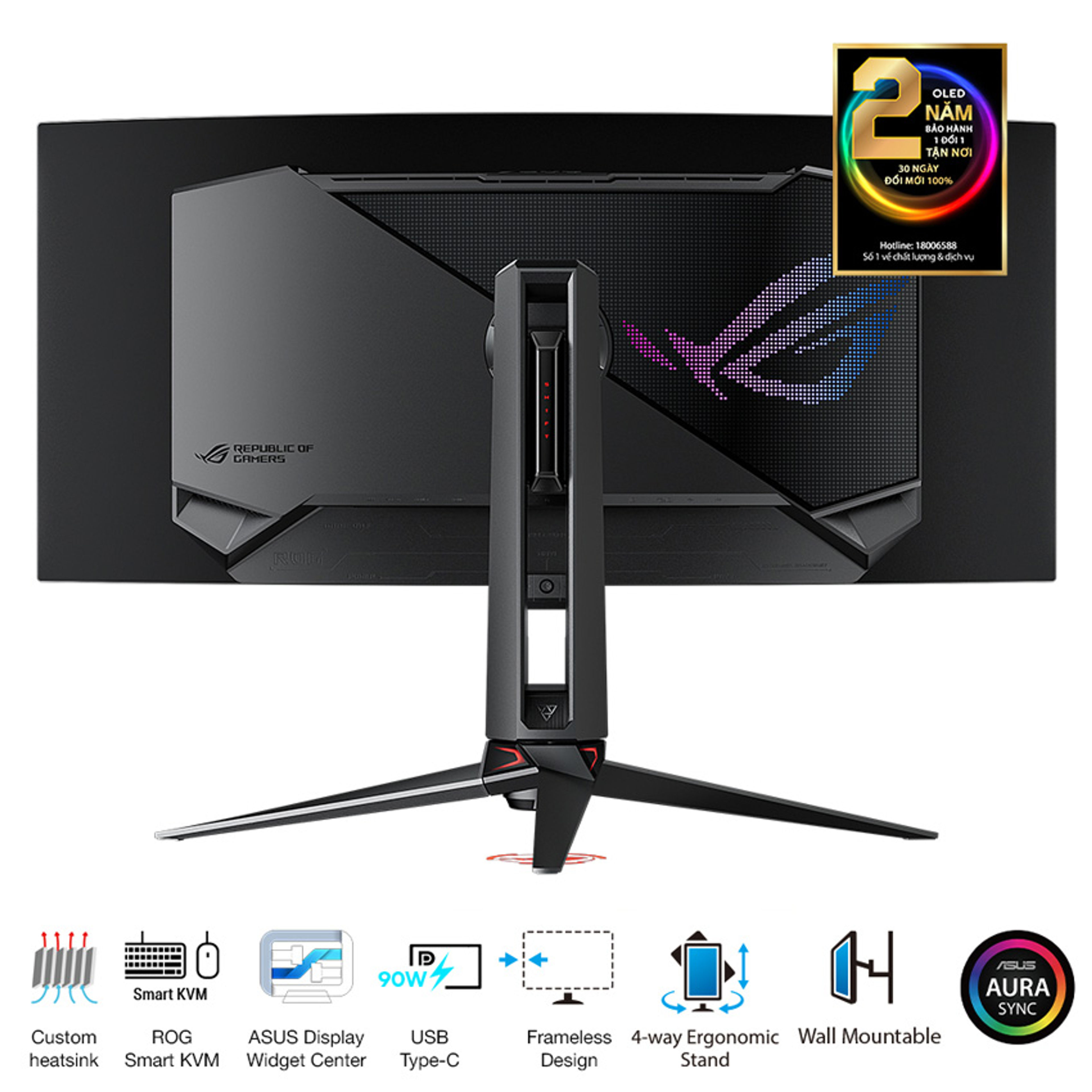 Màn hình ASUS ROG Swift OLED PG34WCDM (34 inch/WQHD/OLED/240Hz/0.03ms/cong) chính hãng Máy Tính LMC
