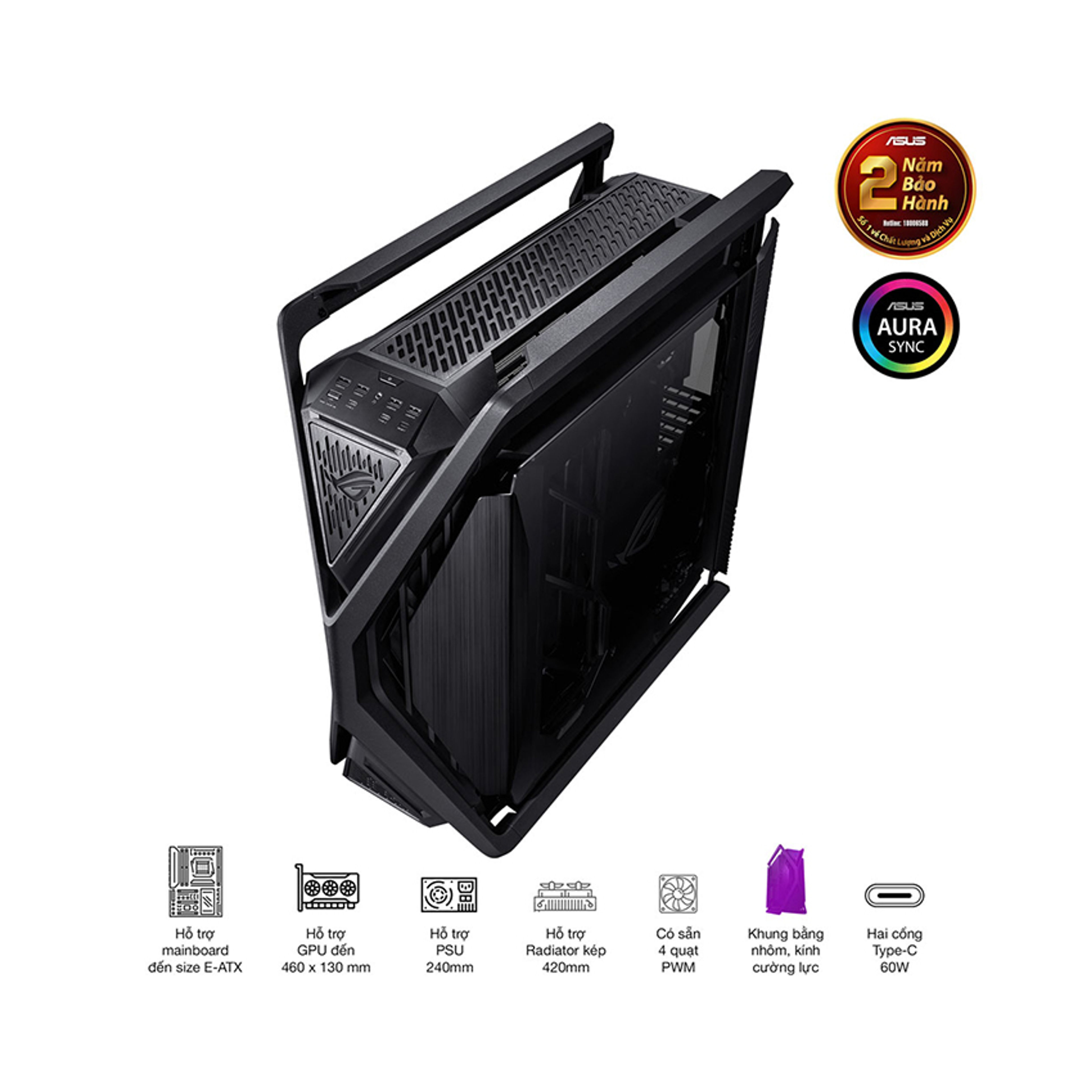 Vỏ Case Asus ROG Hyperion GR701  (Full Tower / Màu Đen ) chính hãng Máy Tính LMC