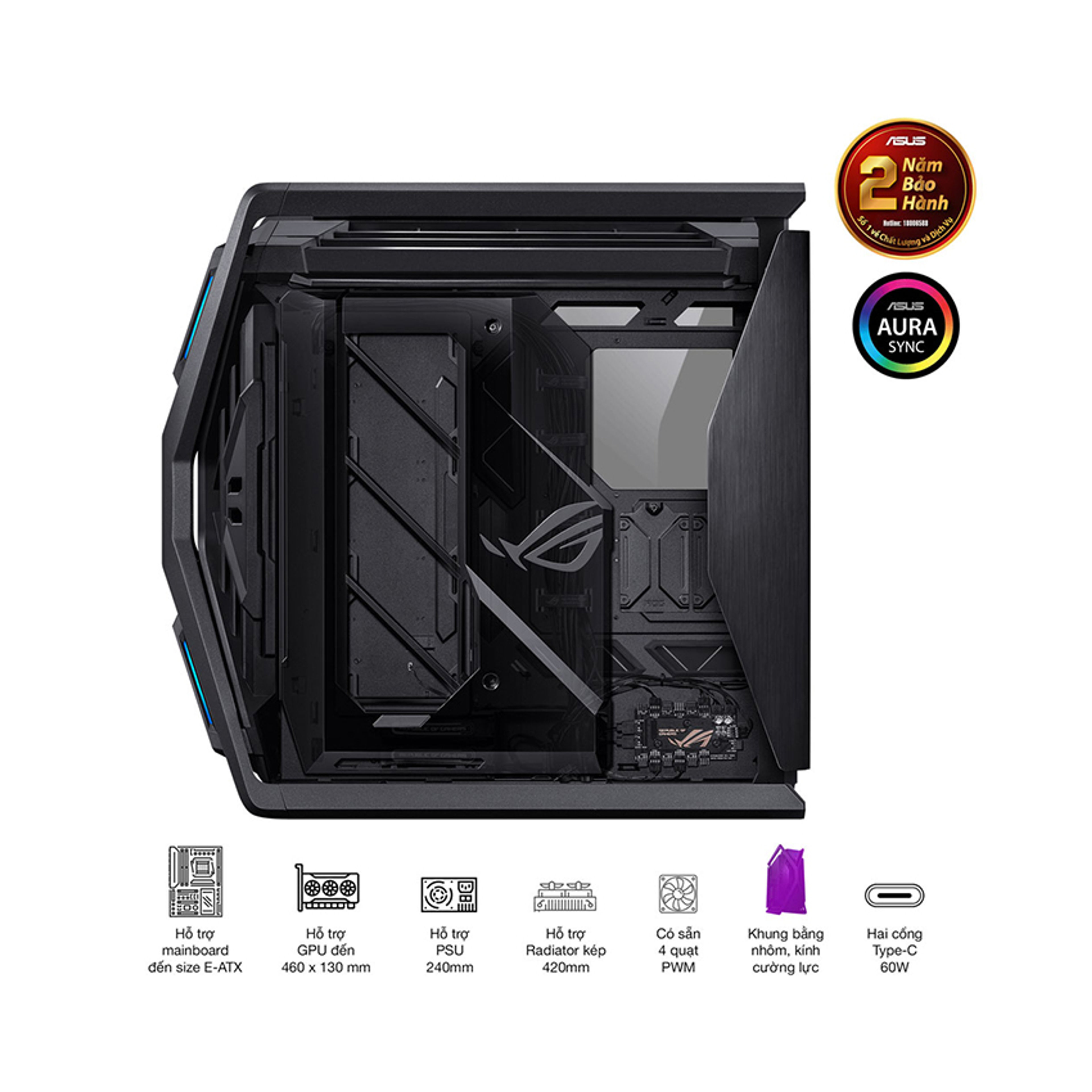 Vỏ Case Asus ROG Hyperion GR701  (Full Tower / Màu Đen ) chính hãng Máy Tính LMC