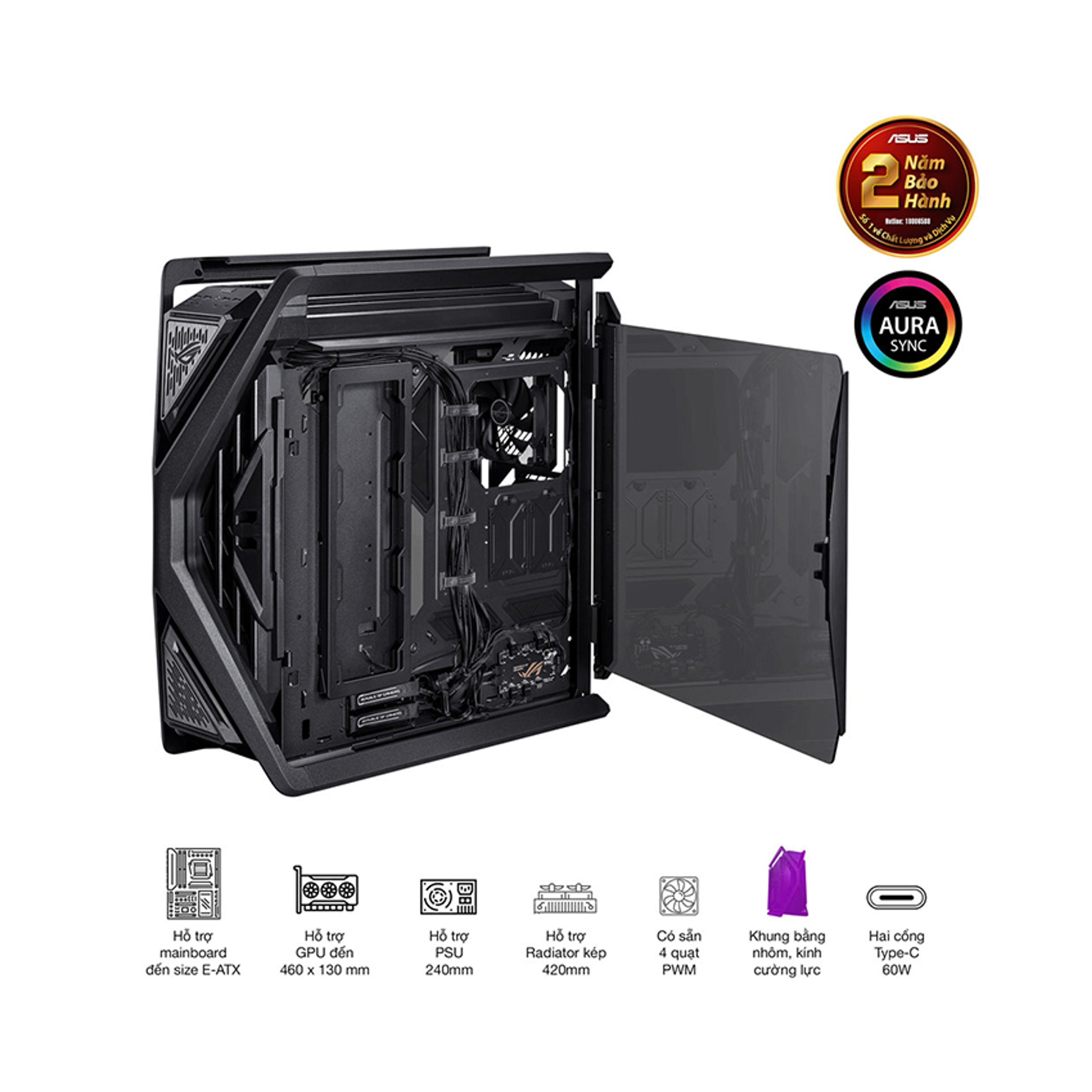 Vỏ Case Asus ROG Hyperion GR701  (Full Tower / Màu Đen ) chính hãng Máy Tính LMC