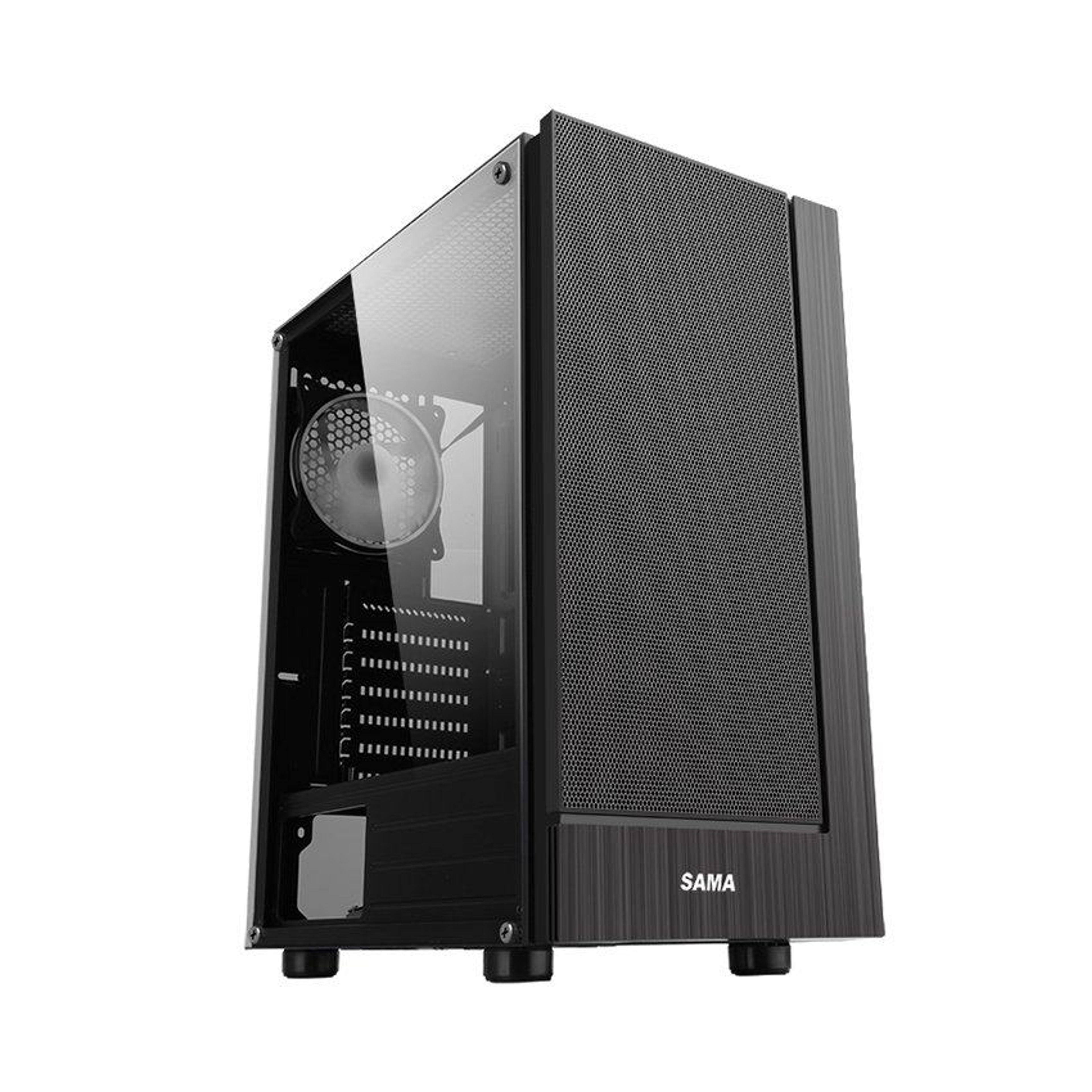 Vỏ Case SAMA 3301 (Mid Tower/Màu Đen/Mặt Lưới/Kèm sẵn 3 Fan) 0
