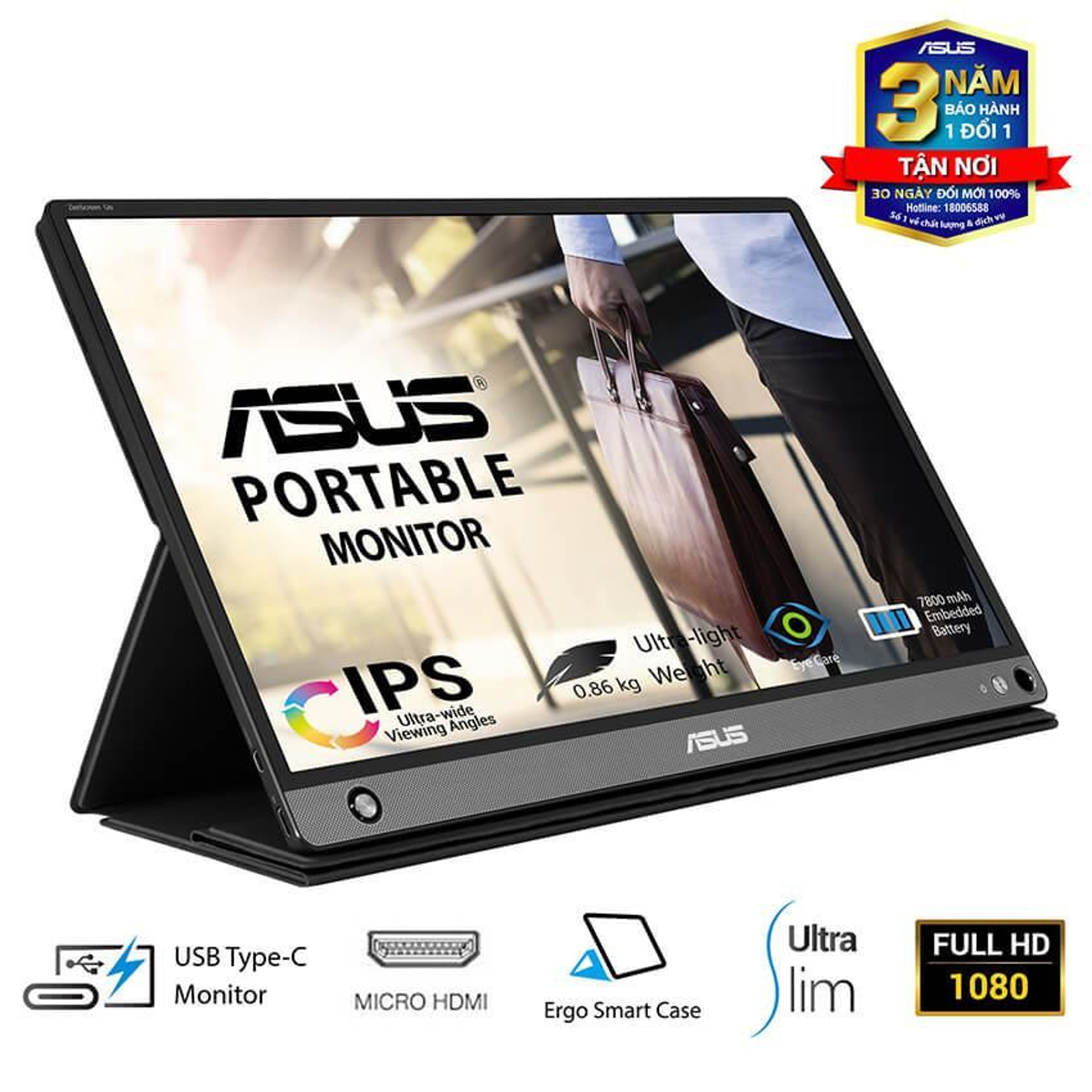 Màn hình di động Asus ZenScreen GO MB16AHP (15.6 inch/FHD/IPS/60Hz/5ms/USB TypeC/7800mAh/Loa) 8