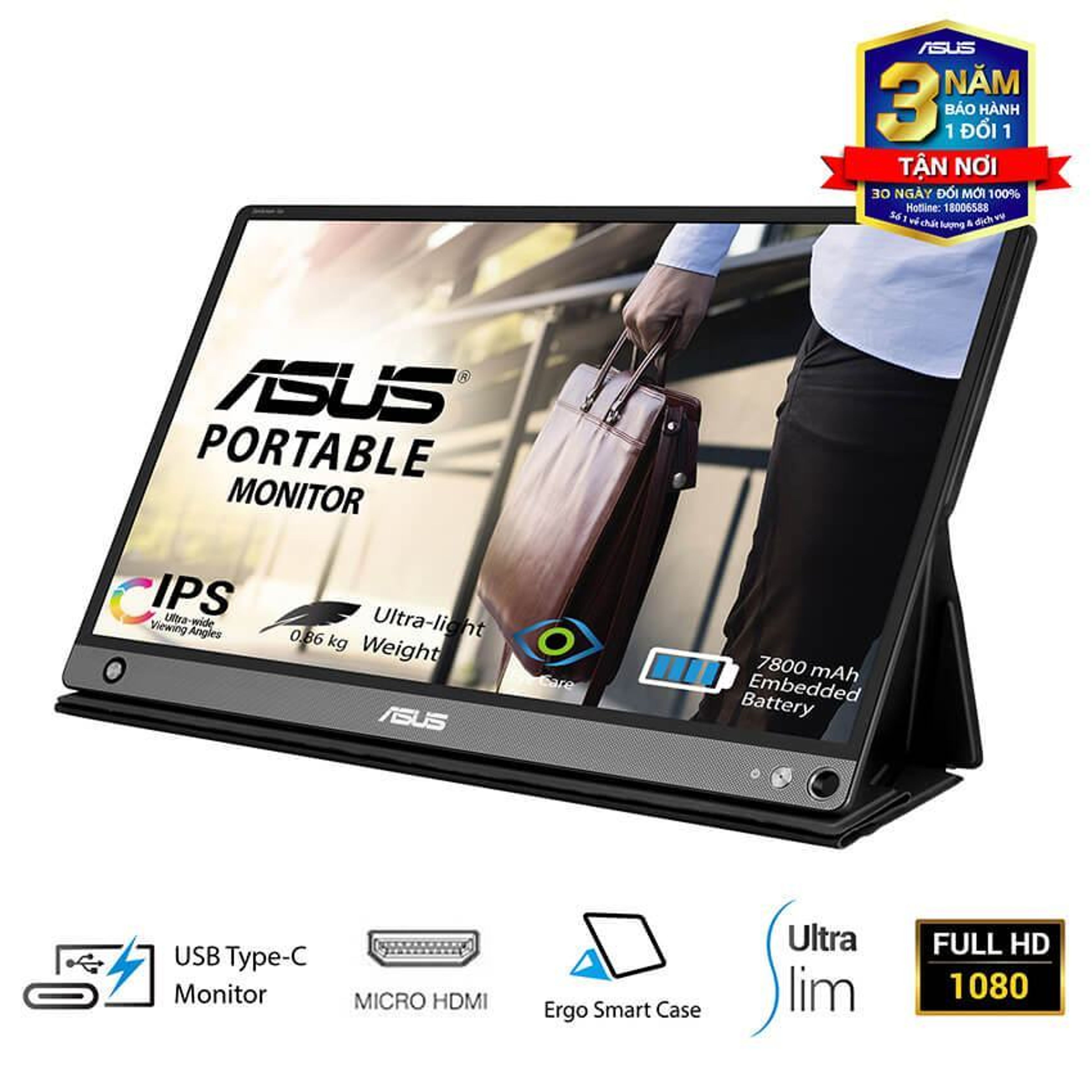 Màn hình di động Asus ZenScreen GO MB16AHP (15.6 inch/FHD/IPS/60Hz/5ms/USB TypeC/7800mAh/Loa) 7