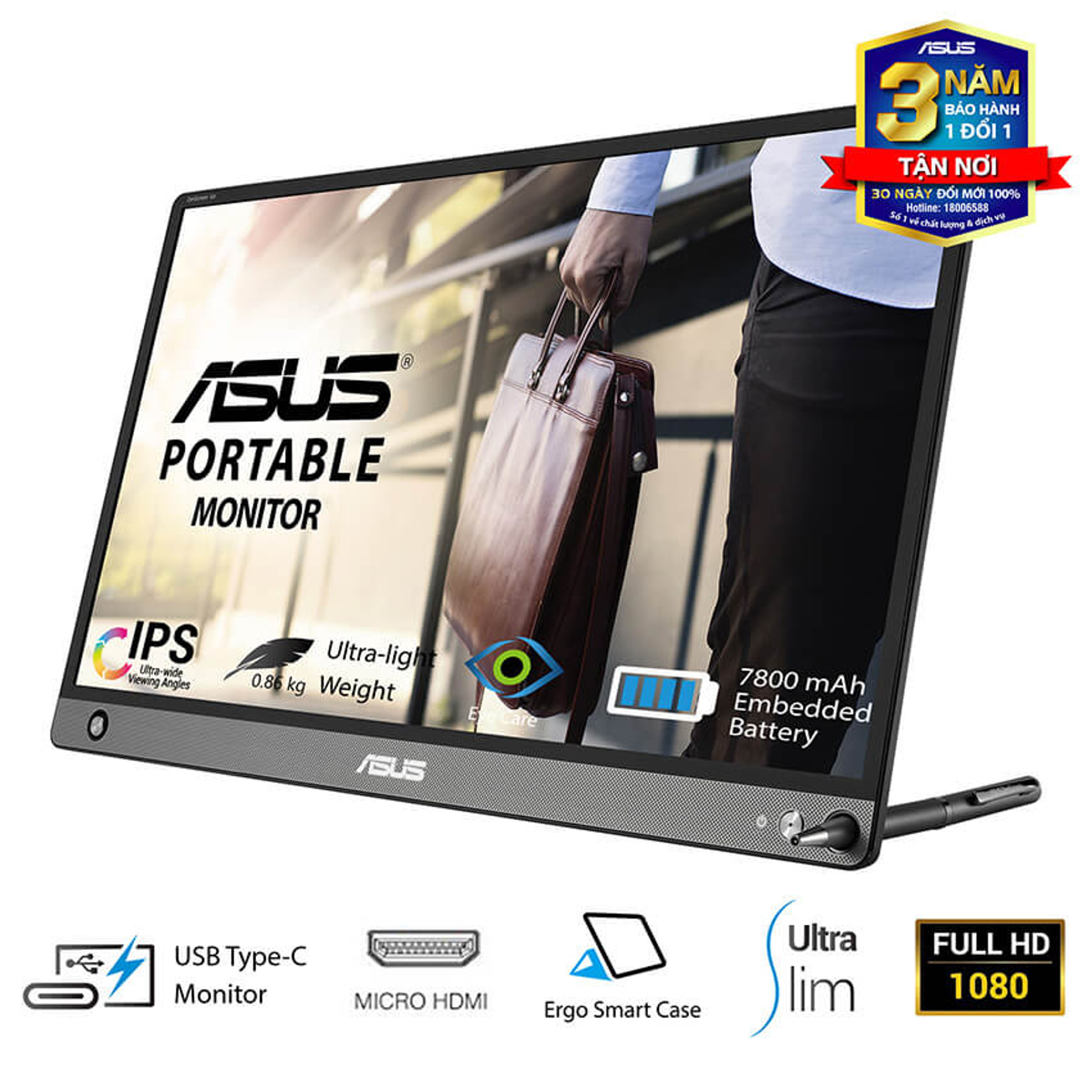 Màn hình di động Asus ZenScreen GO MB16AHP (15.6 inch/FHD/IPS/60Hz/5ms/USB TypeC/7800mAh/Loa) 6
