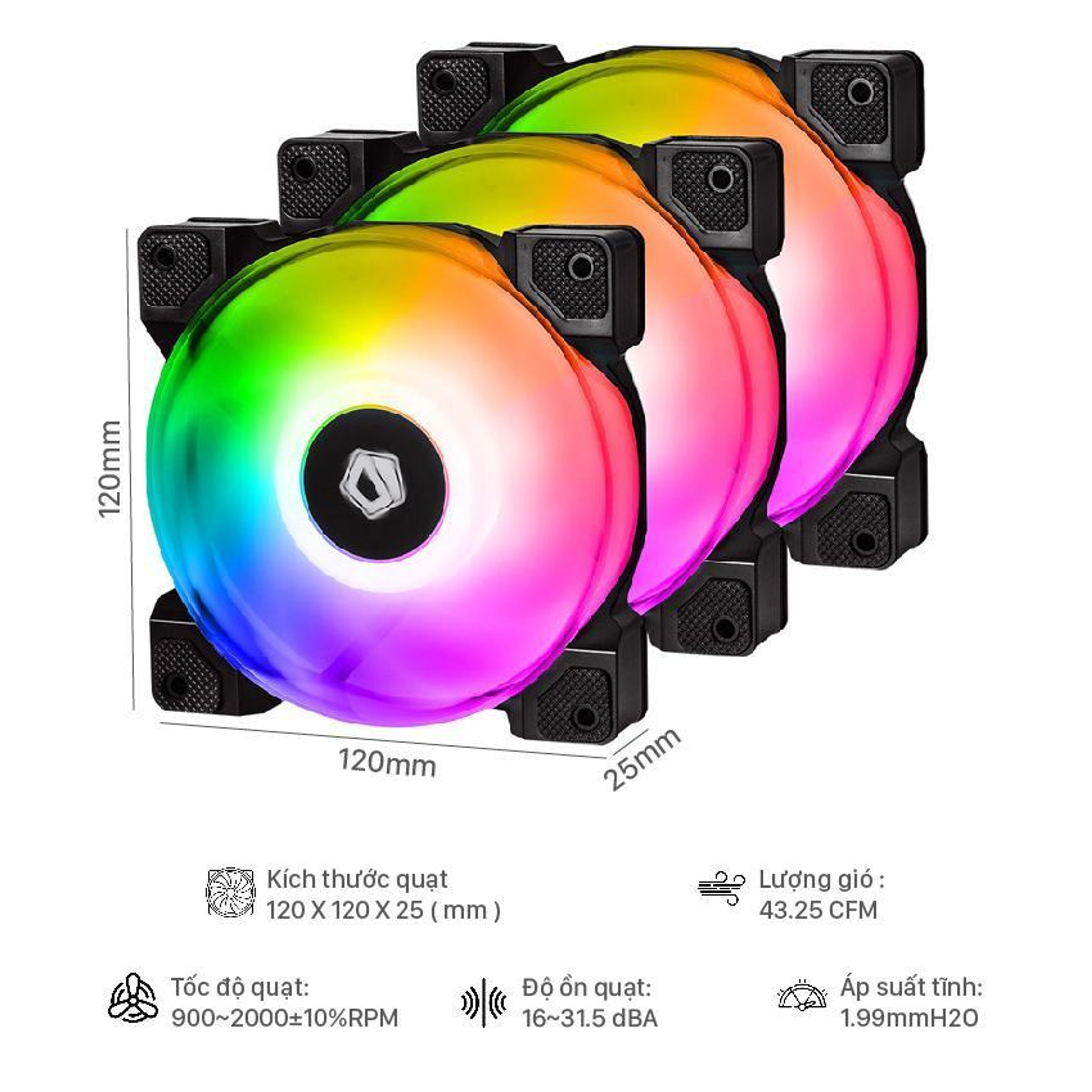 Fan Case ID Cooling DF-12025-ARGB TRIO 3pcs Pack 2