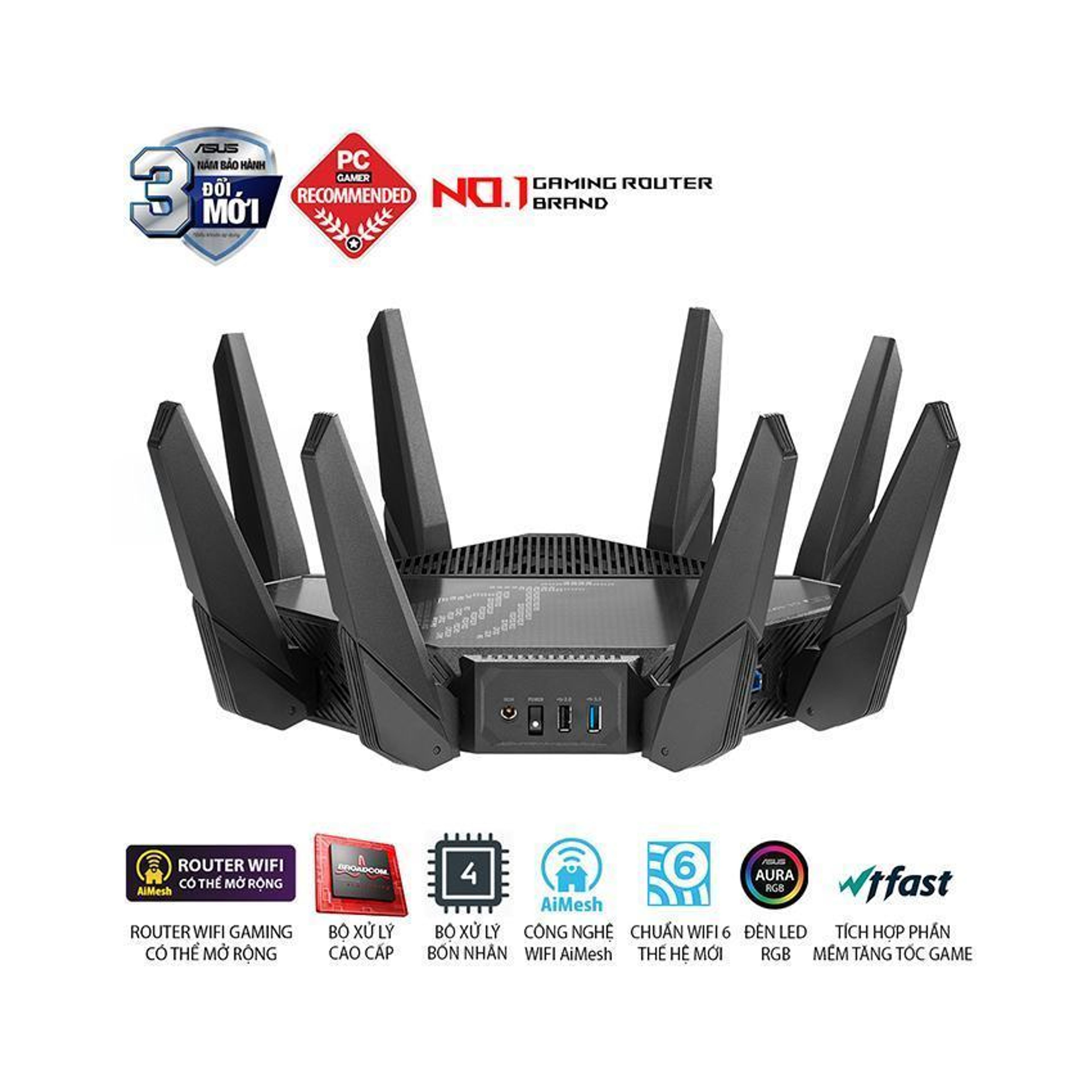 Router ASUS GT-AX11000 Pro (Tri-Band WiFi 6 gaming router, 2.5G port, 10G port, AiMesh) 8