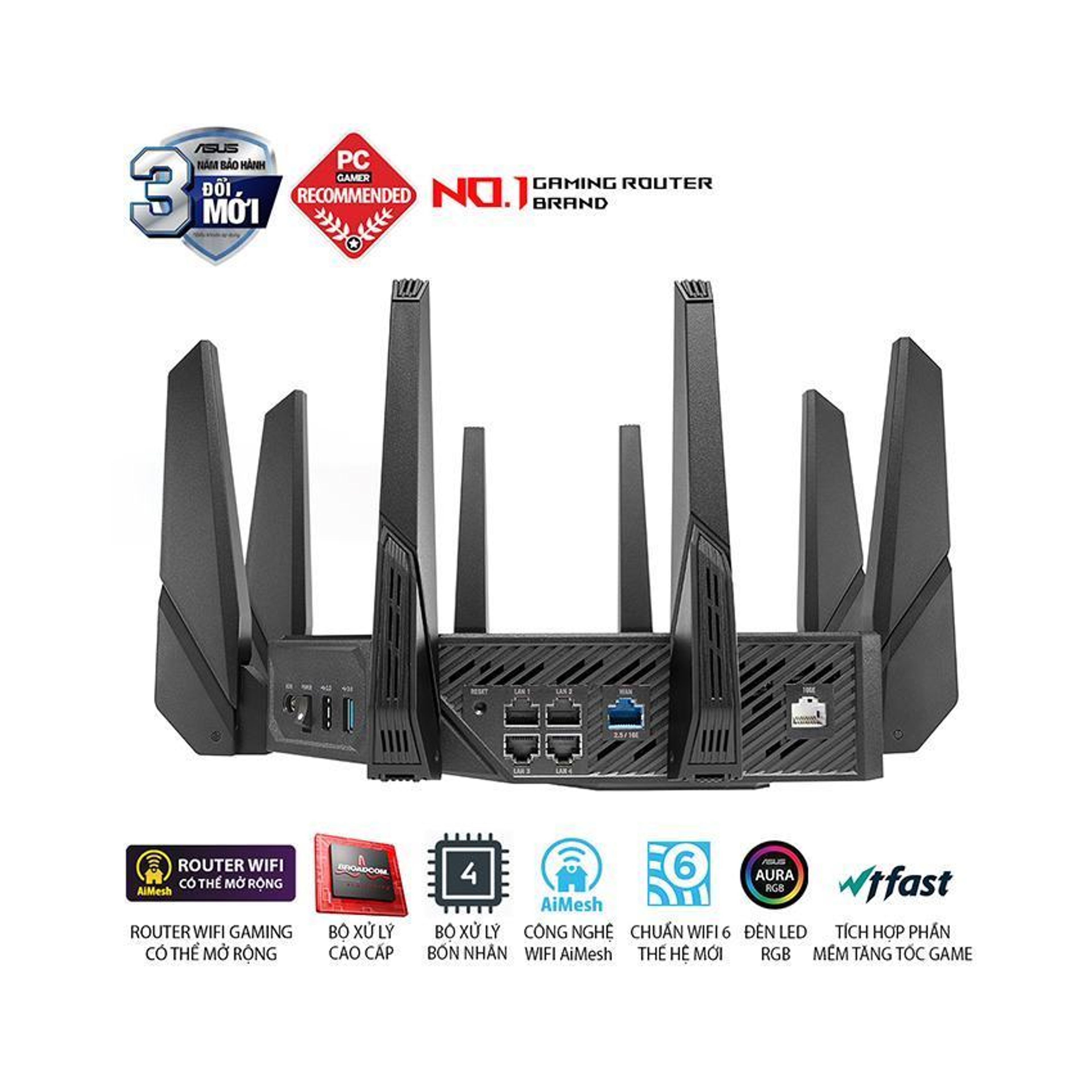 Router ASUS GT-AX11000 Pro (Tri-Band WiFi 6 gaming router, 2.5G port, 10G port, AiMesh) 6