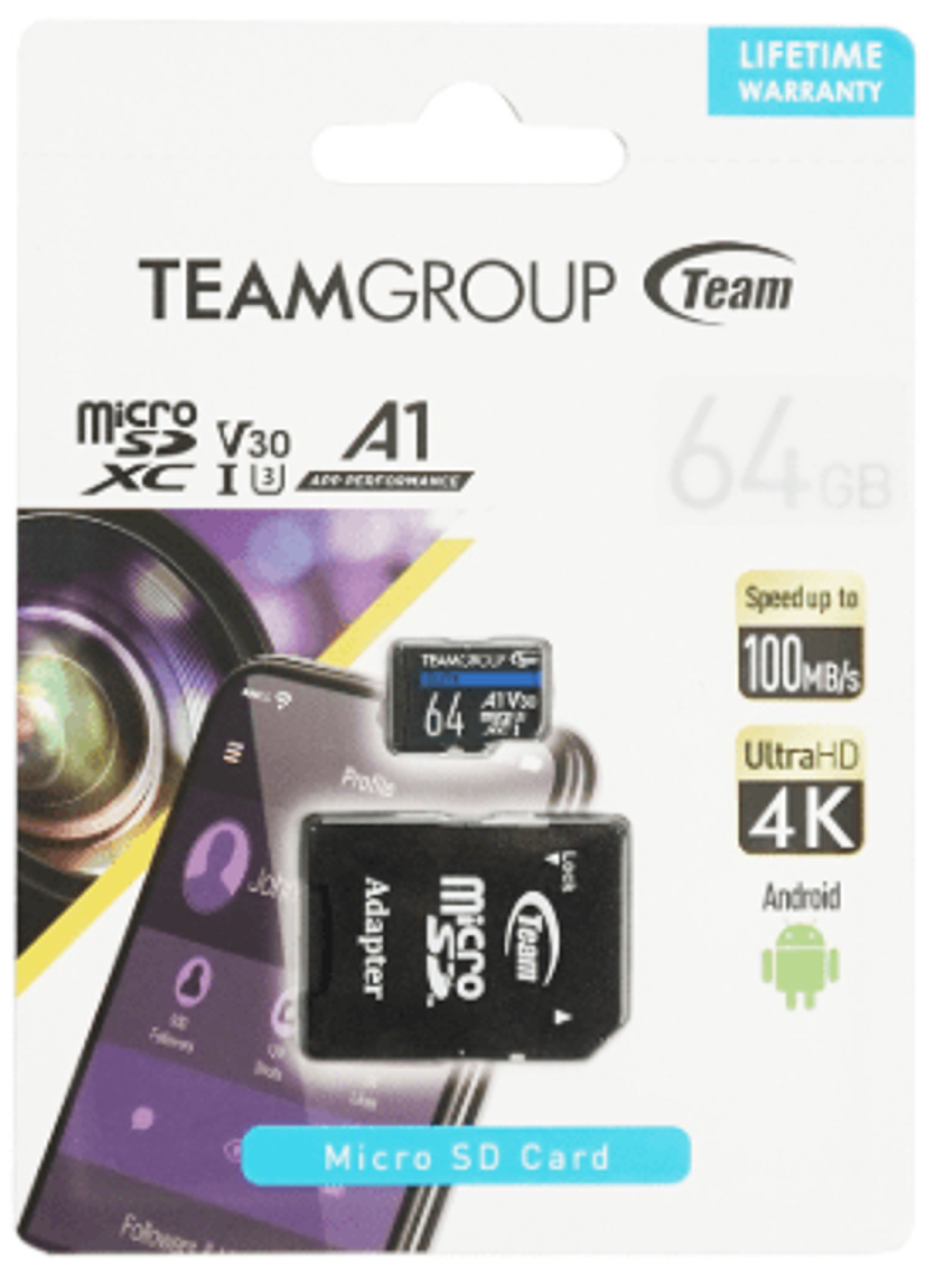 Thẻ nhớ Teamgroup 64GB UHS-I MicroSDXC, A1,V30,U3, Speed 100MB/s, UltraHD 4K (TEAUSDX64GIV30A103) 3