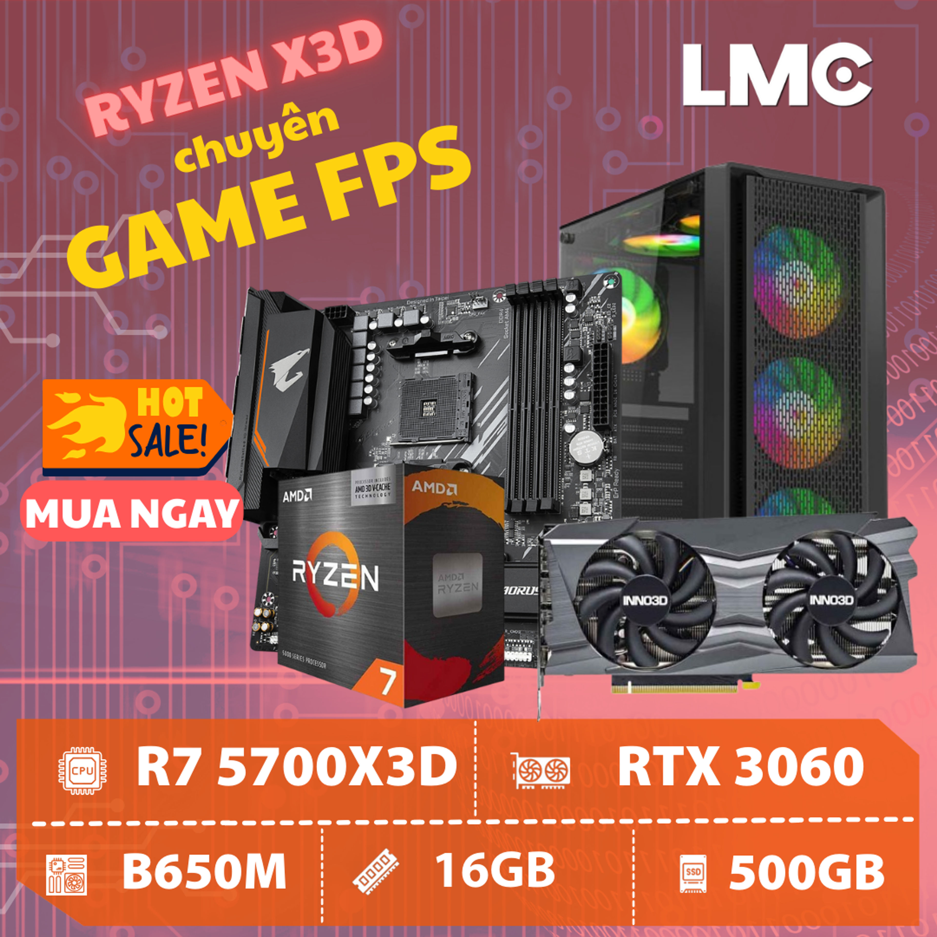 PC CRONOS DAGGER - Ryzen 7 5700X3D / RTX 3060 12GB