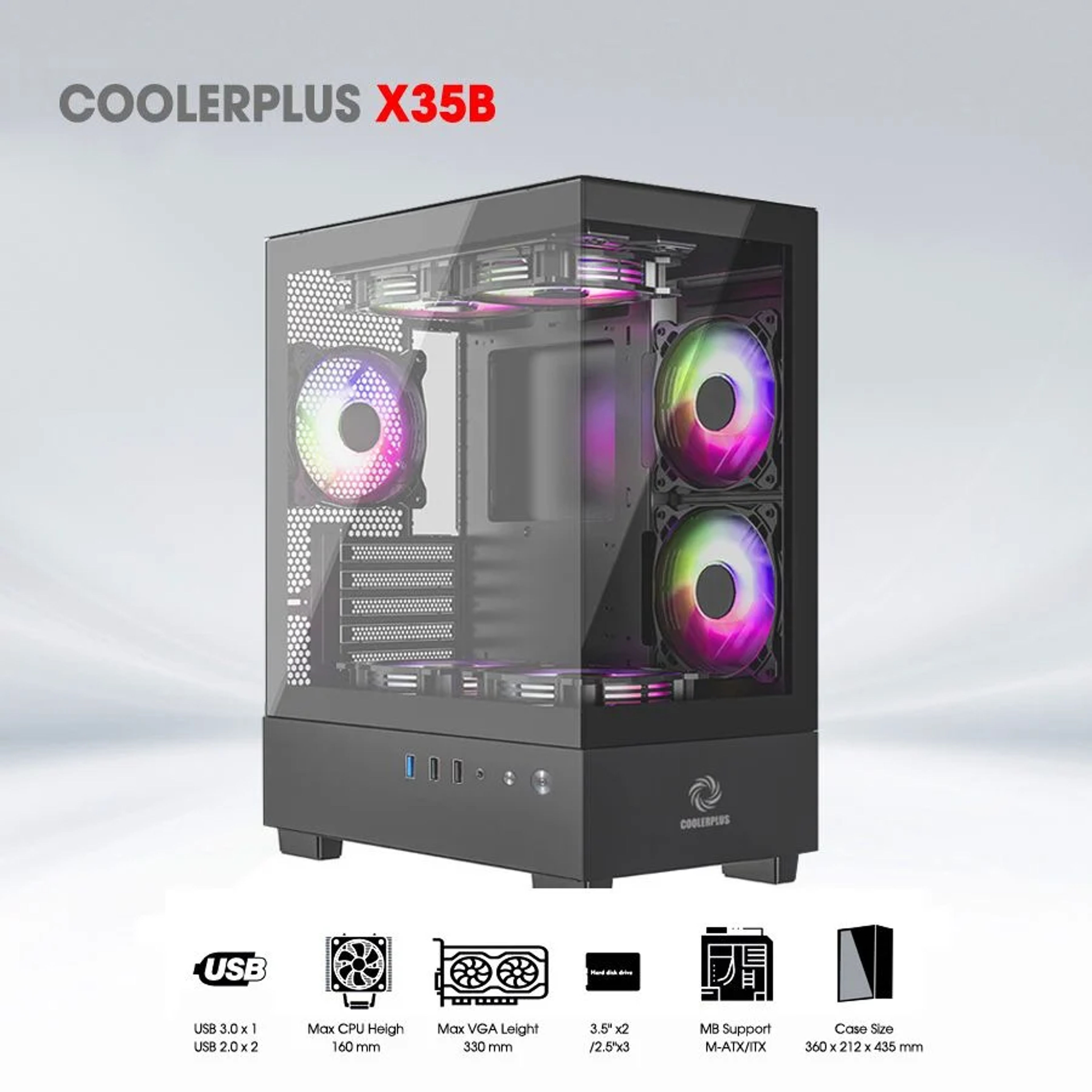 Vỏ case CoolerPlus Phantom X35B (Đen / MATX)