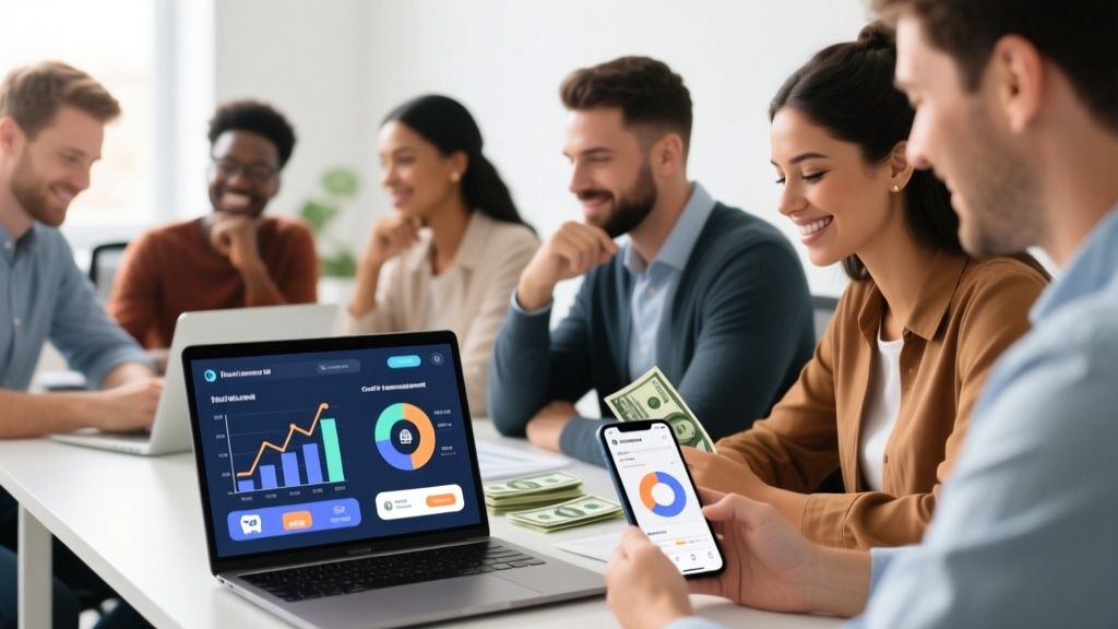 Persona organizando sus finanzas con hojas de cálculo y gráficos