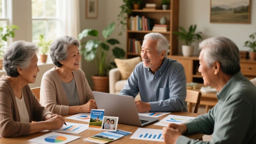 Pareja mayor revisando su planificación financiera para la jubilación