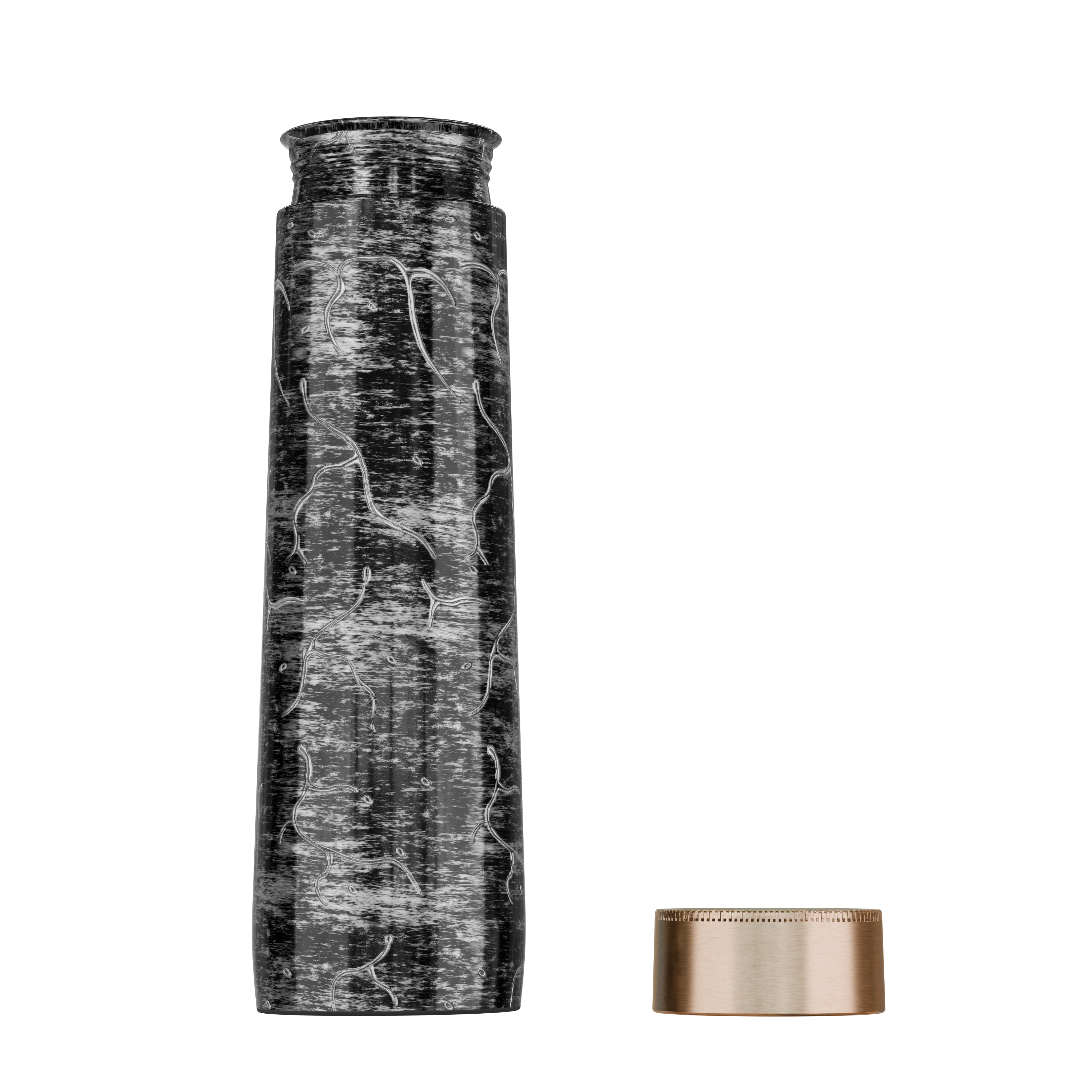 Pure Copper Elegant 1000 ml Premium Coated Water Bottles (Silver Black Abstract, 1000 Ml)