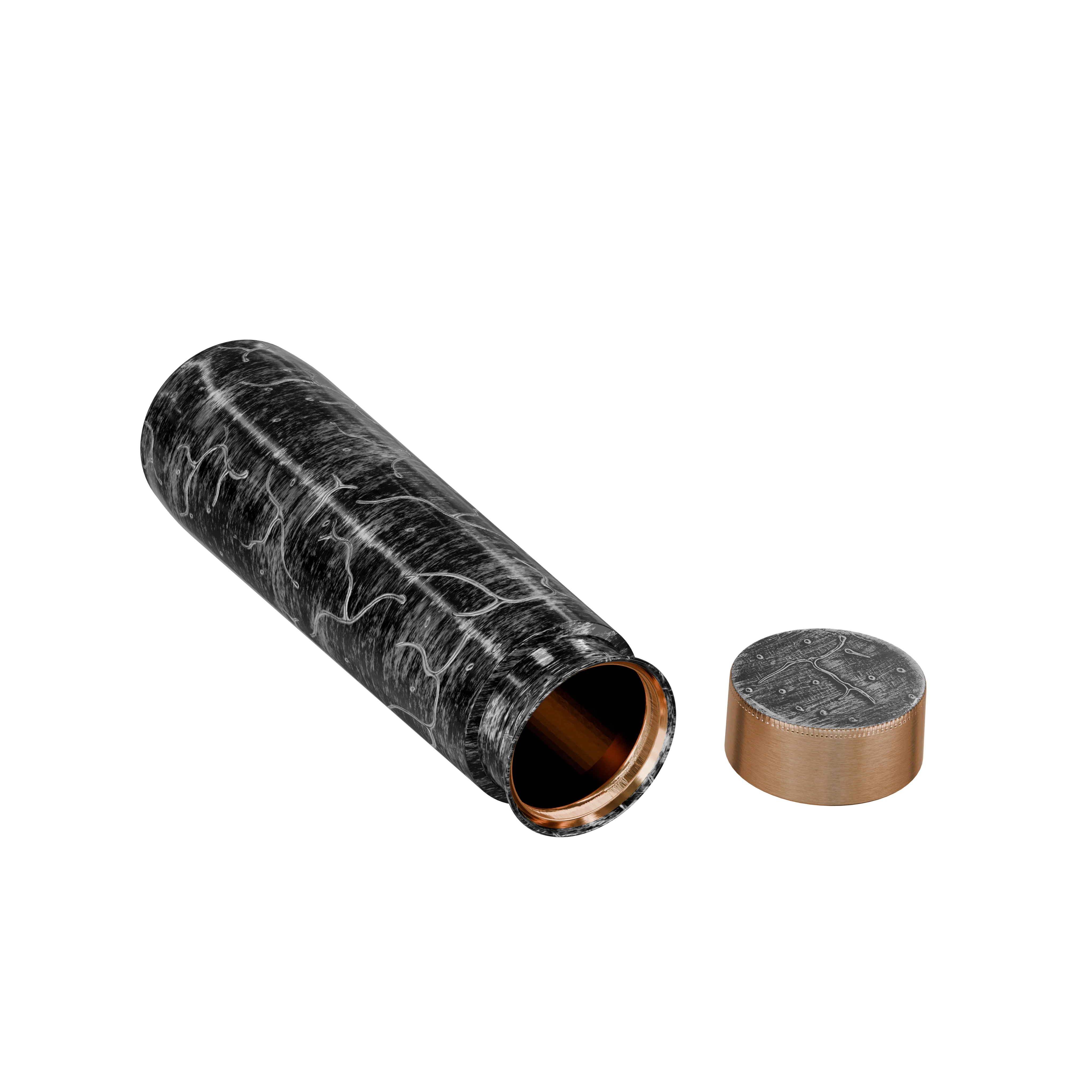 Pure Copper Elegant 1000 ml Premium Coated Water Bottles (Silver Black Abstract, 1000 Ml)