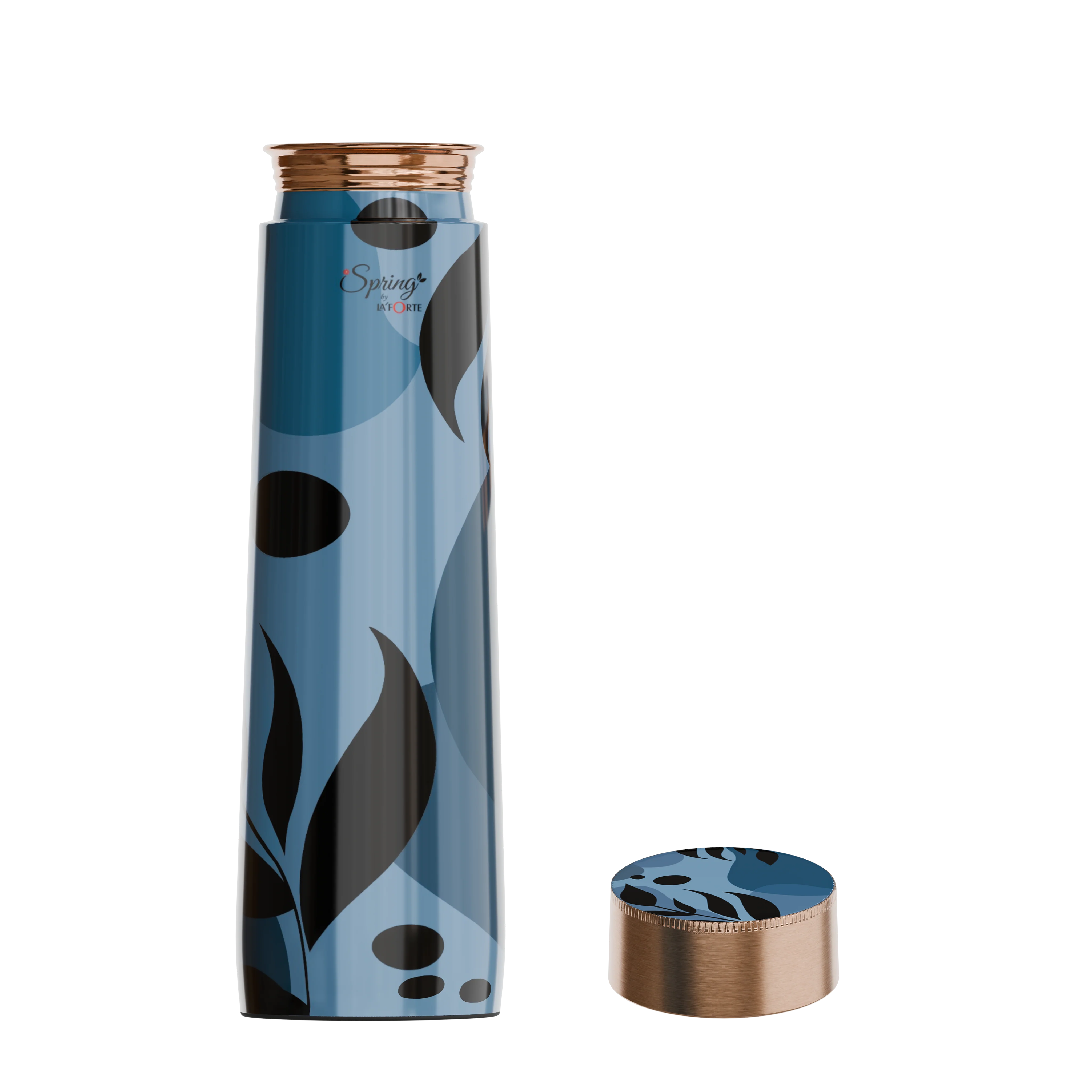 Pure Copper Elegant 1000 ml Premium Coated Water Bottles (Blue Black, 1000 Ml)