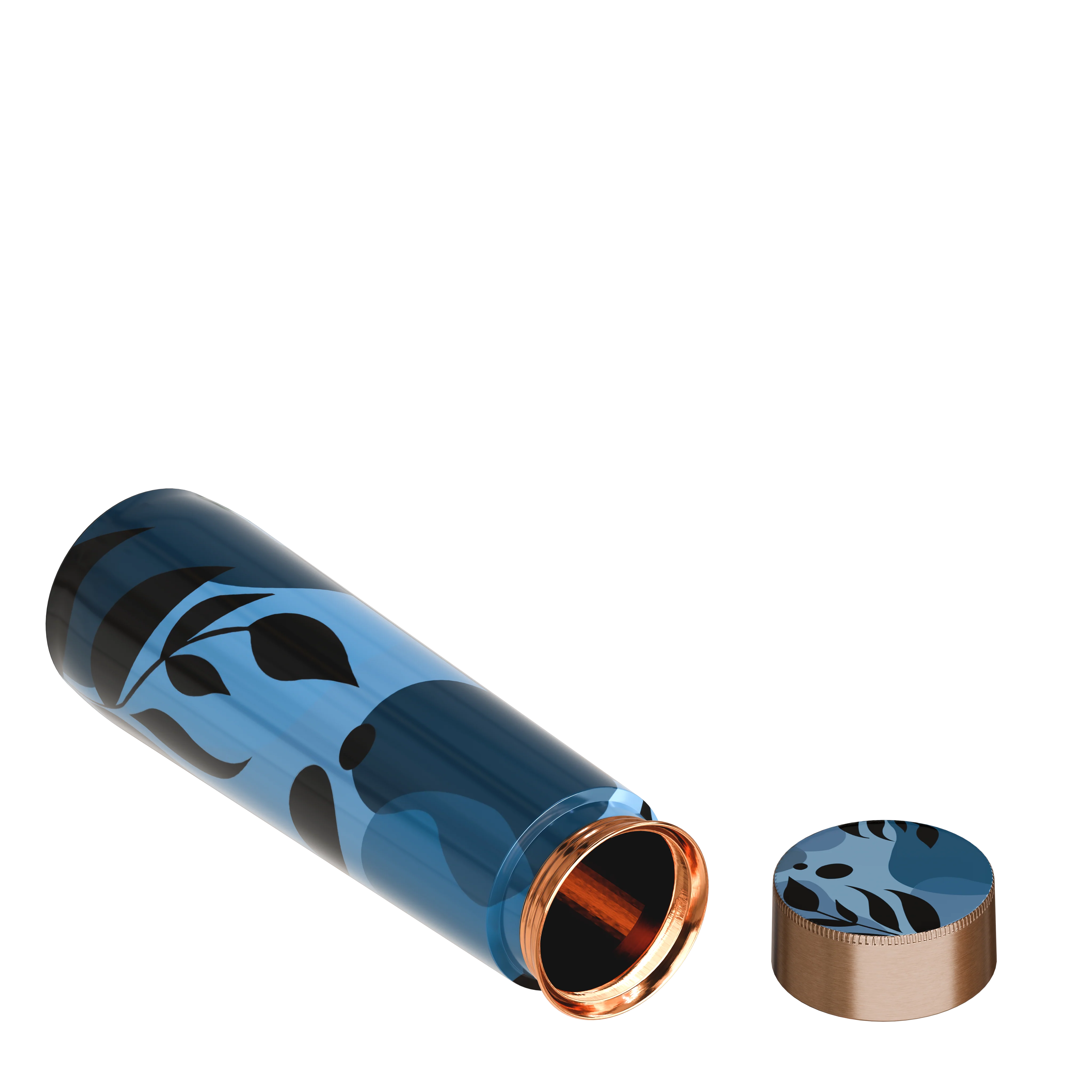 Pure Copper Elegant 1000 ml Premium Coated Water Bottles (Blue Black, 1000 Ml)