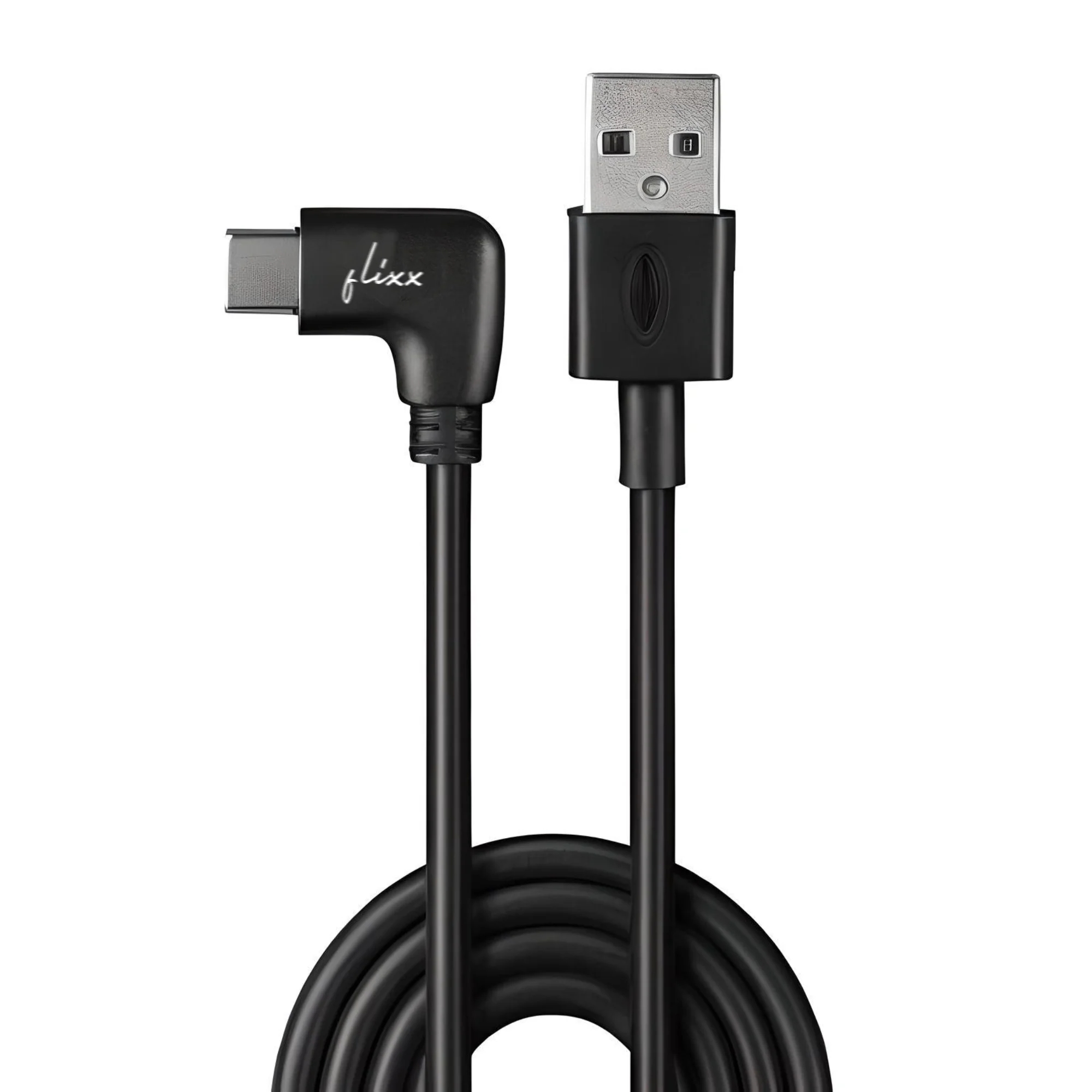 Flixx USB-A to USB-C Cable with L-Shaped Connector, 1 Meter, 45W Super Fast Charging, 3A High-Speed Data & Power Transfer
