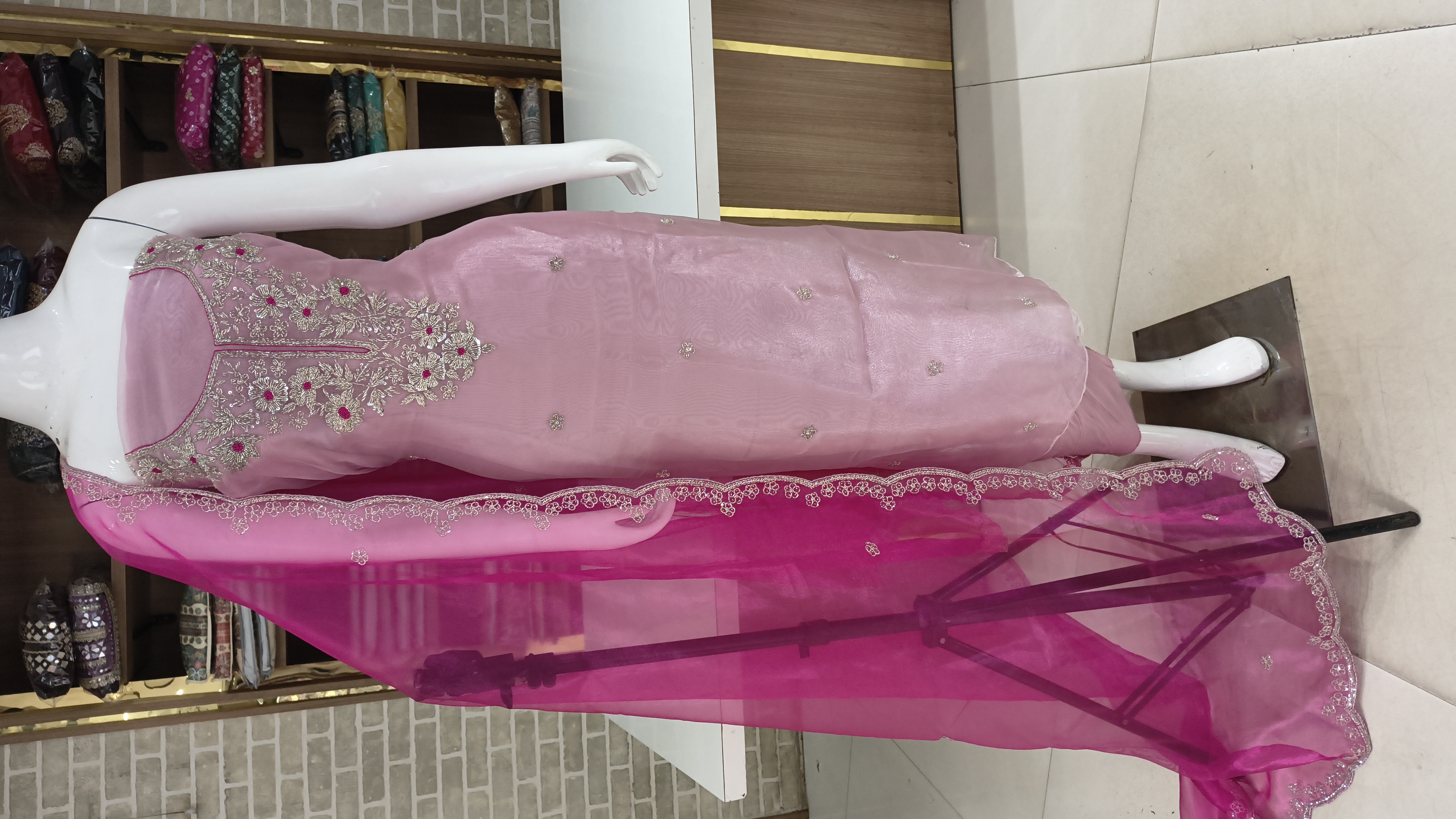 Pure organza silk party wear suits 