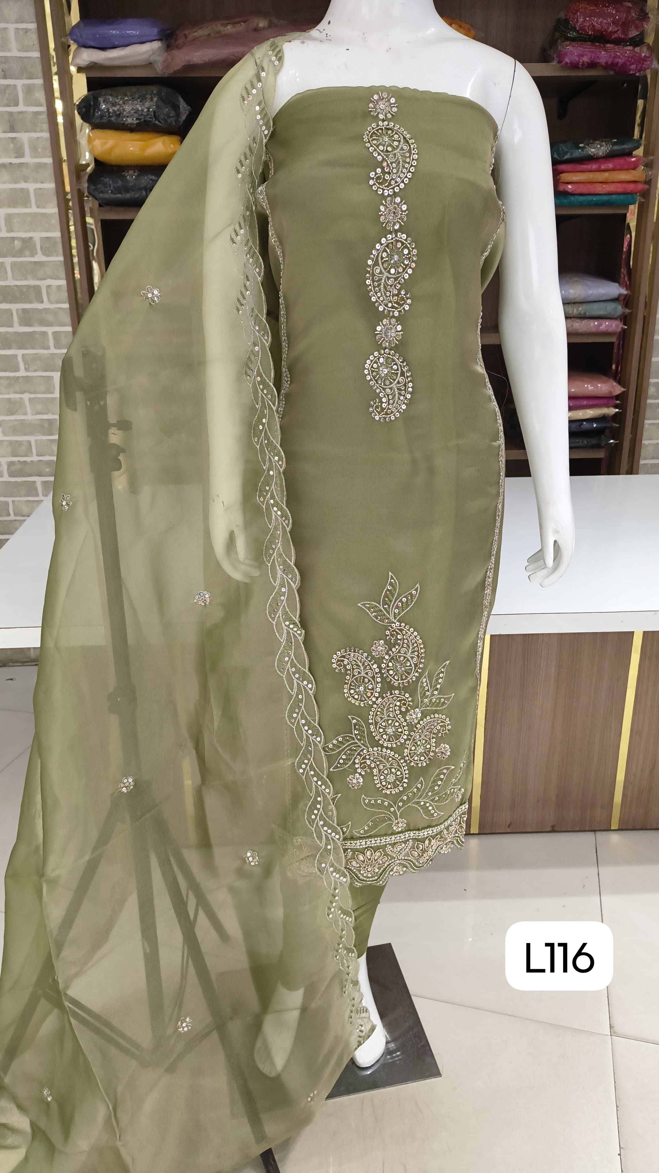 Premium organza silk with beautiful work