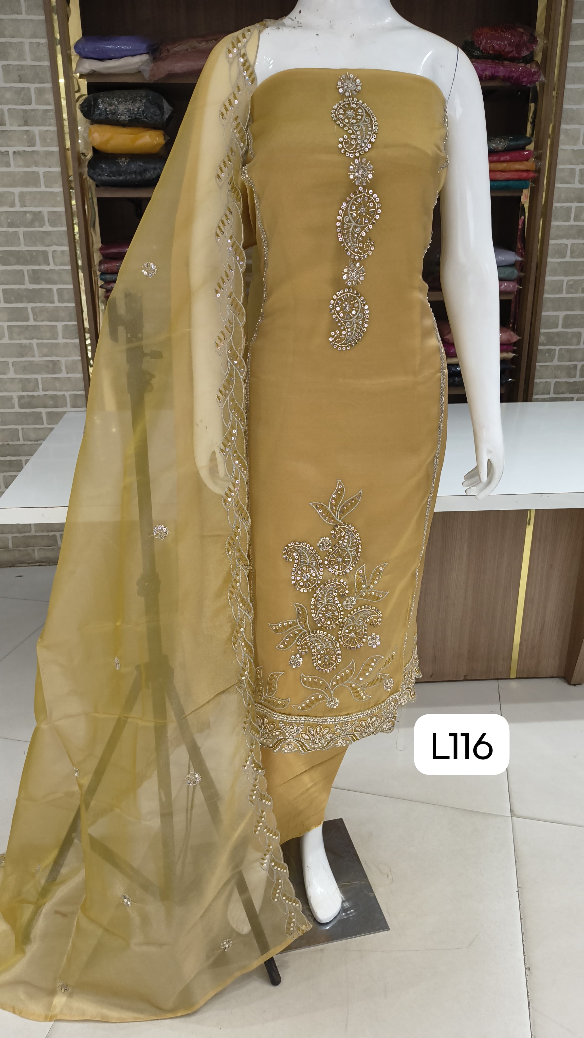 Premium organza silk with beautiful work
