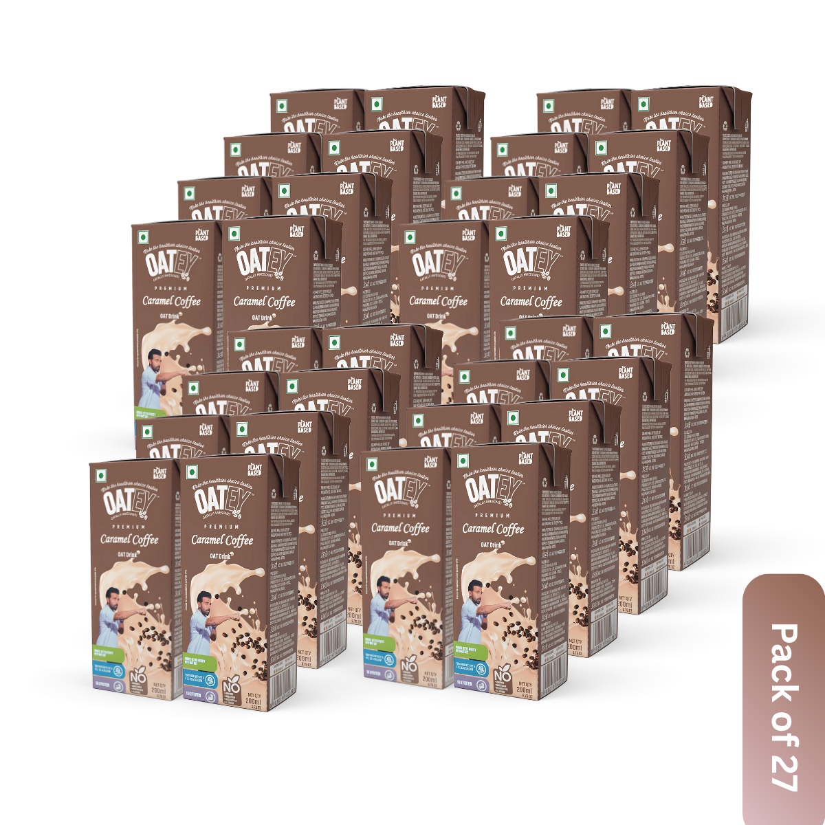 OATEY Premium Caramel Coffee Oat Milk: Pack of 27 (5.4 L) | Plant-Based Vegan Milk