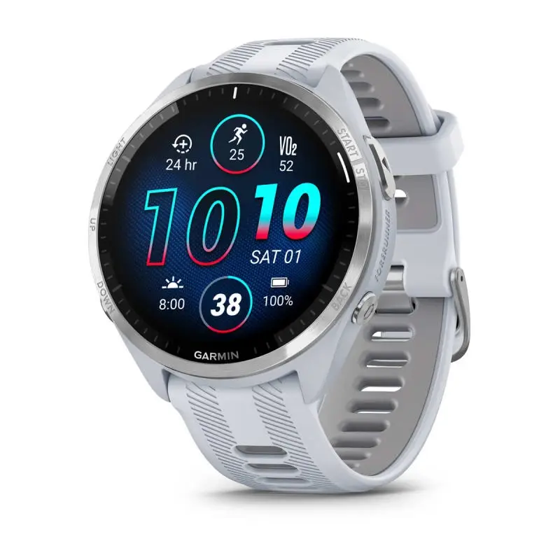Forerunner® 965 Titanium Bezel with Whitestone Case and Whitestone/Powder Grey Silicone Band