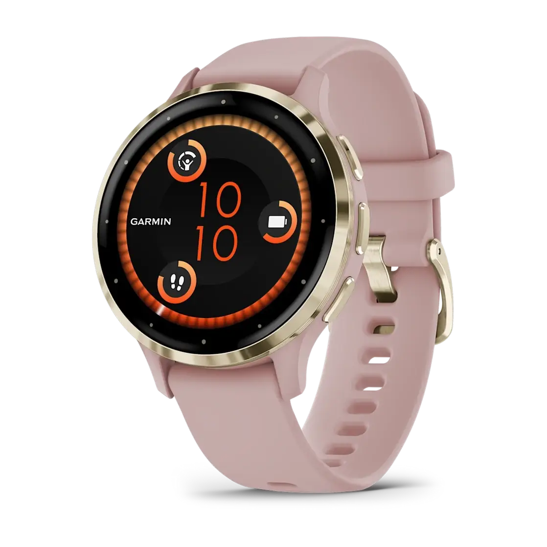 Venu® 3S Soft gold stainless steel bezel with dust rose case and silicone band