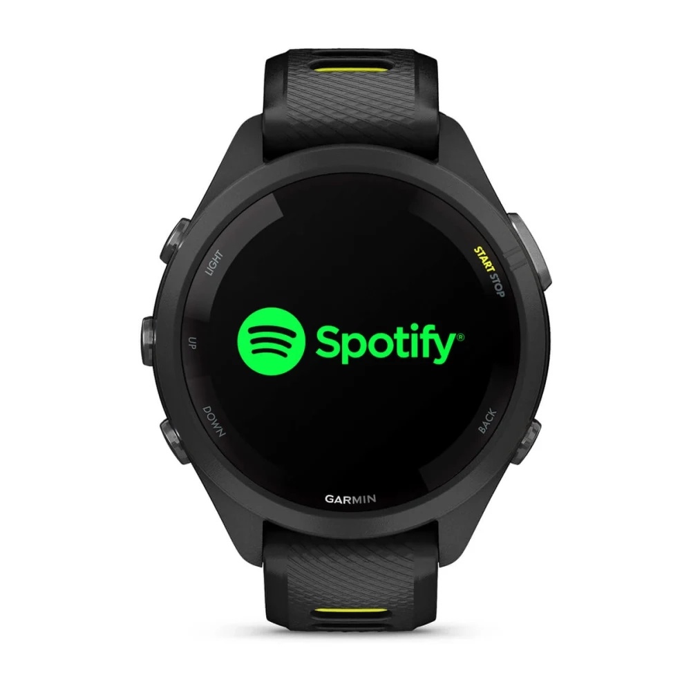 Forerunner® 265S Black Bezel and Case with Black/Amp Yellow Silicone Band