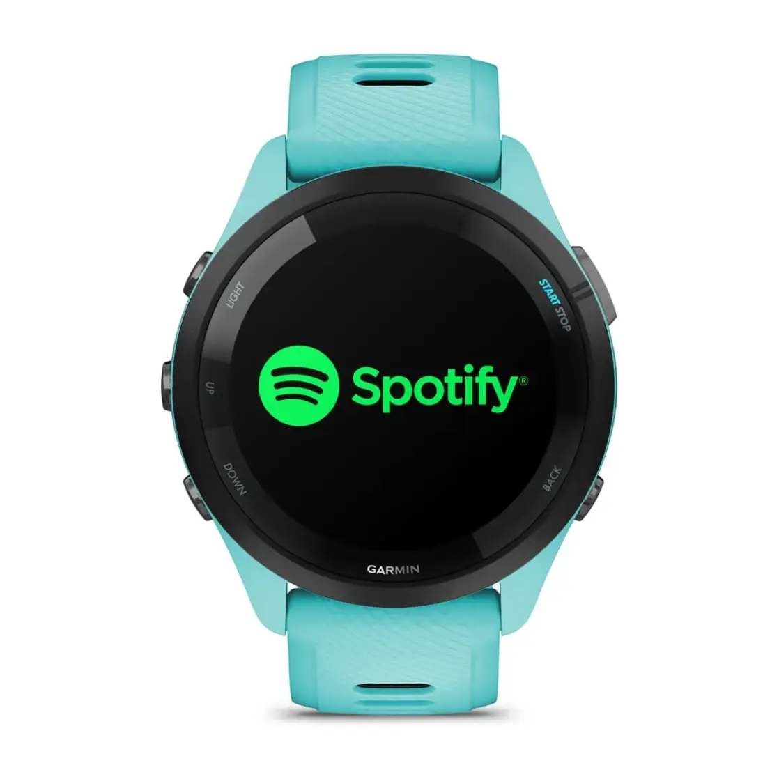 Forerunner® 265 Black Bezel with Aqua Case and Aqua/Black Silicone Band