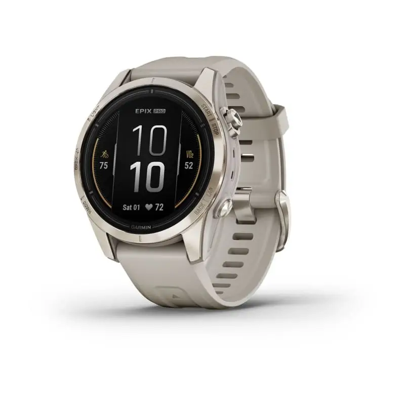 epix™ Pro (Gen 2) – Sapphire Edition | 42 mm Soft Gold with Light Sand Band