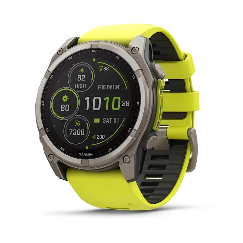 fenix® 8 – 47 mm, Solar, Sapphire Sapphire, Titanium with Amp yellow/graphite silicone band