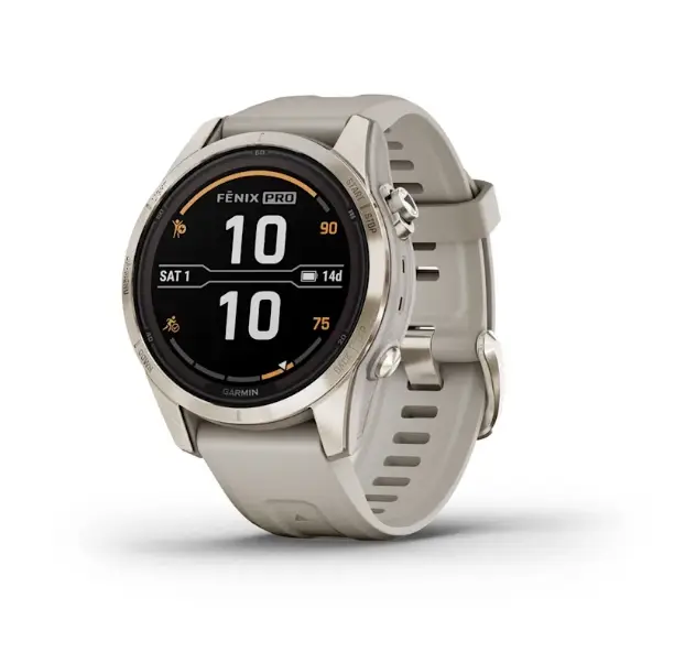 fenix® 7S Pro – Sapphire Solar Edition Soft Gold with Light Sand Band