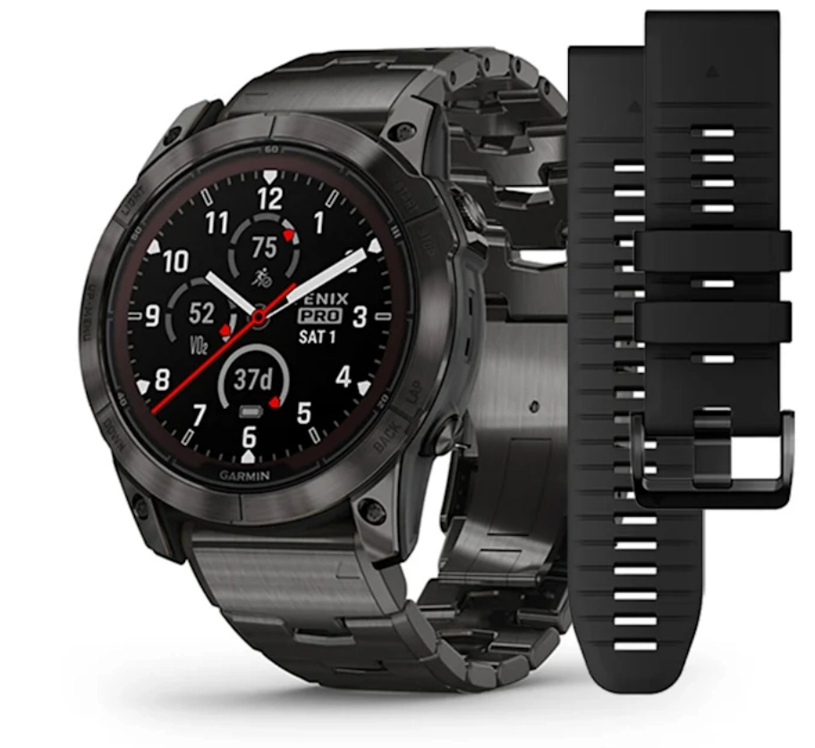 fenix® 7X Pro – Sapphire Solar Edition Carbon Gray DLC Titanium with Vented Titanium Bracelet