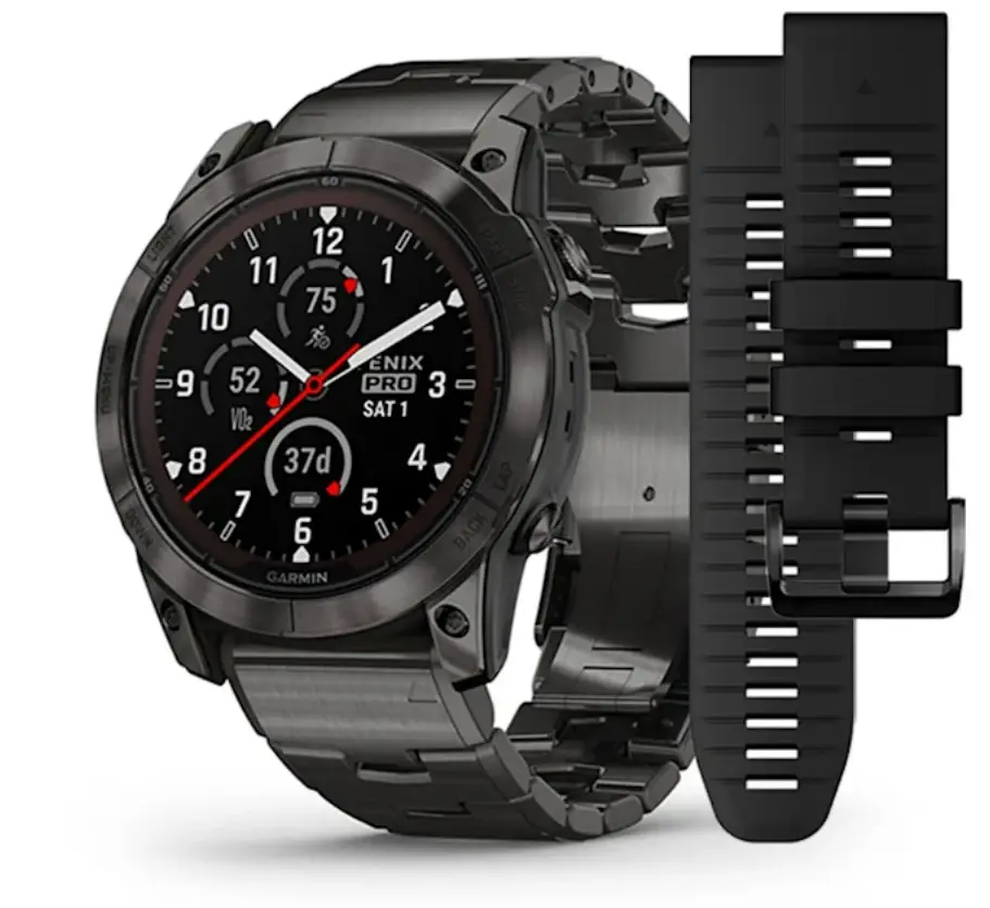 fenix® 7X Pro – Sapphire Solar Edition Carbon Gray DLC Titanium with Vented Titanium Bracelet