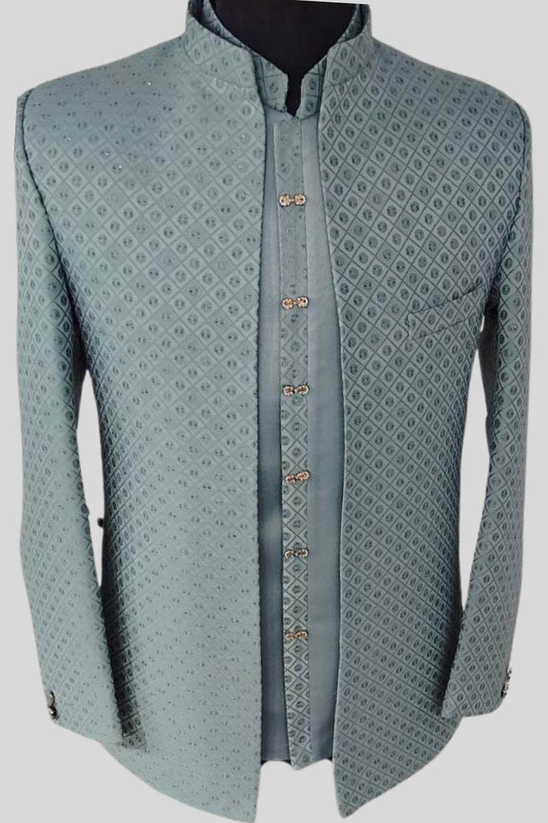 Trendy Men’s Green Shrug Blazer – Premium Slim Fit Casual Look 