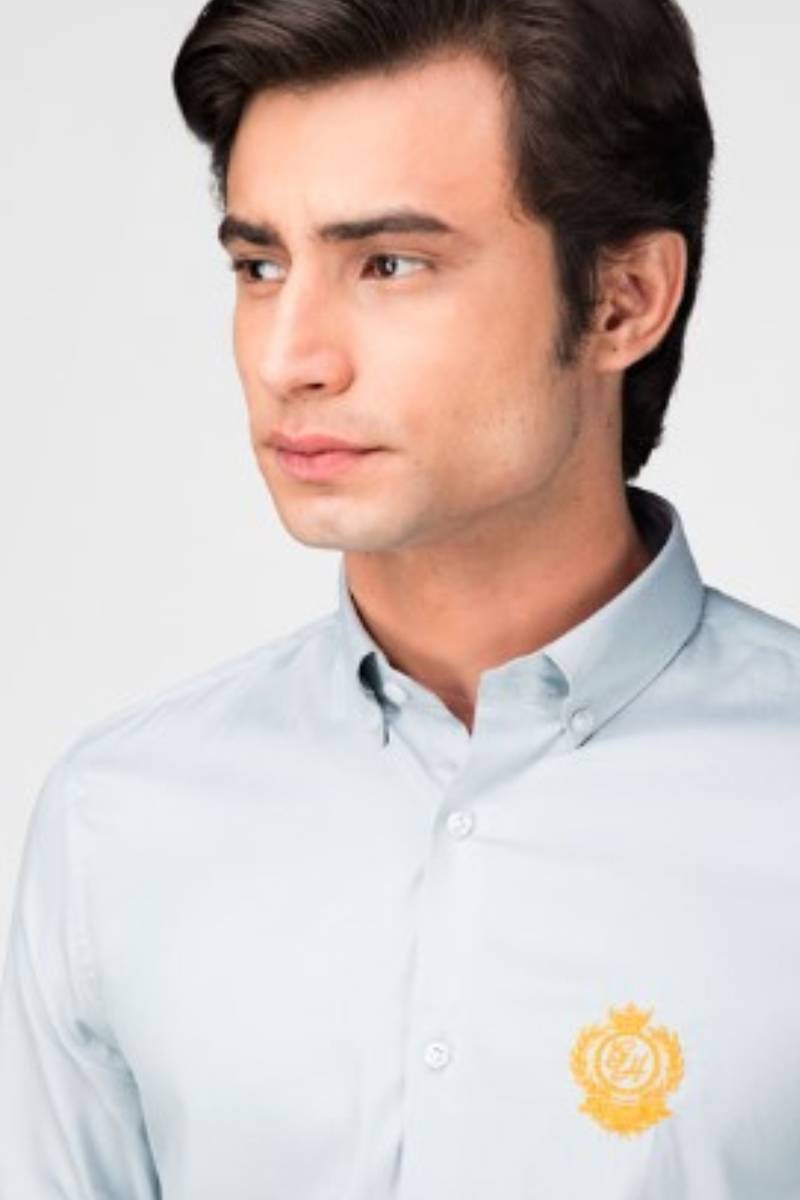 Men's Solid Casual Grey Oxford Shirt