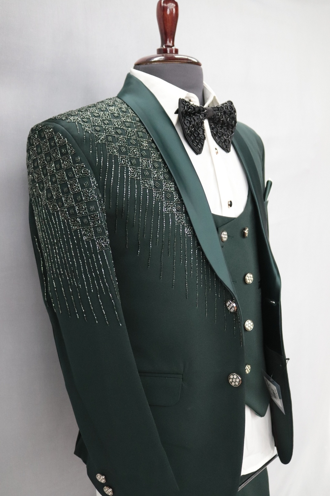 Designer Men’s Hand Embroidery Party Suit & Formal Pant – Bottle Green Edition
