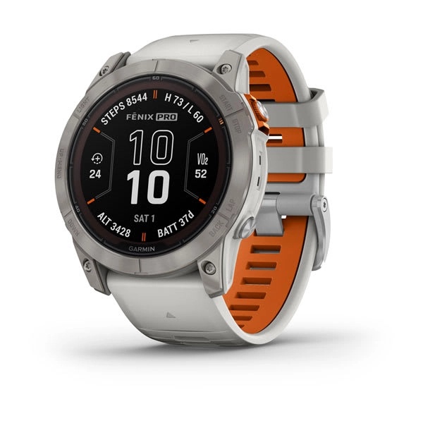 fenix® 7X Pro – Sapphire Solar Edition - Titanium with Fog Gray/Ember Orange Band