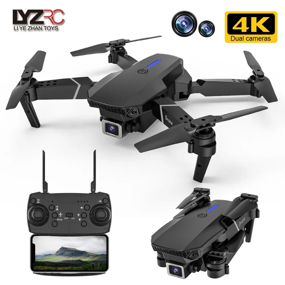 E88 Pro Drone with 1080P Camera 2 Batteries One Key Take Off Land Altitude Hold Automatic Avoidance Obstacles 360° Flip With Aerial Photography Drone Multicolor (Double-Battery)