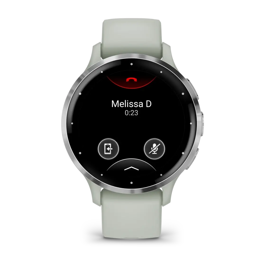 Venu® 3S Silver stainless steel bezel with sage grey case and silicone band