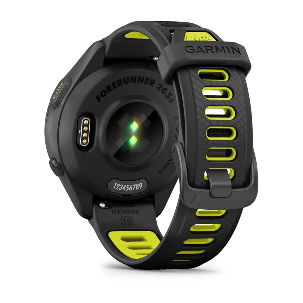 Forerunner® 265S Black Bezel and Case with Black/Amp Yellow Silicone Band